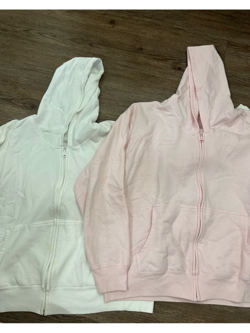 2 Zip-Up Hoodie Jacket - Light Pink and White